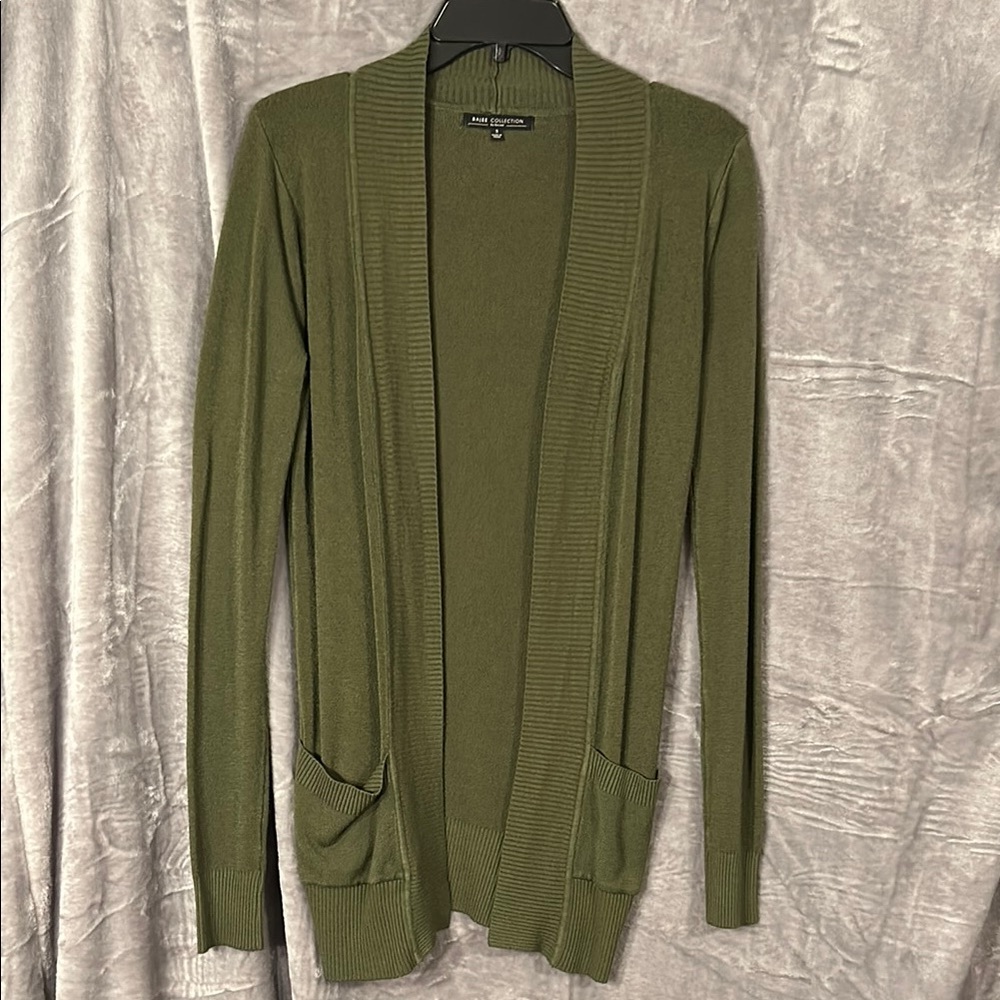 Green Open Front Cardigan Sweater Lightweight